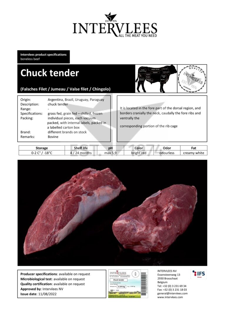 Chuck tender specifications