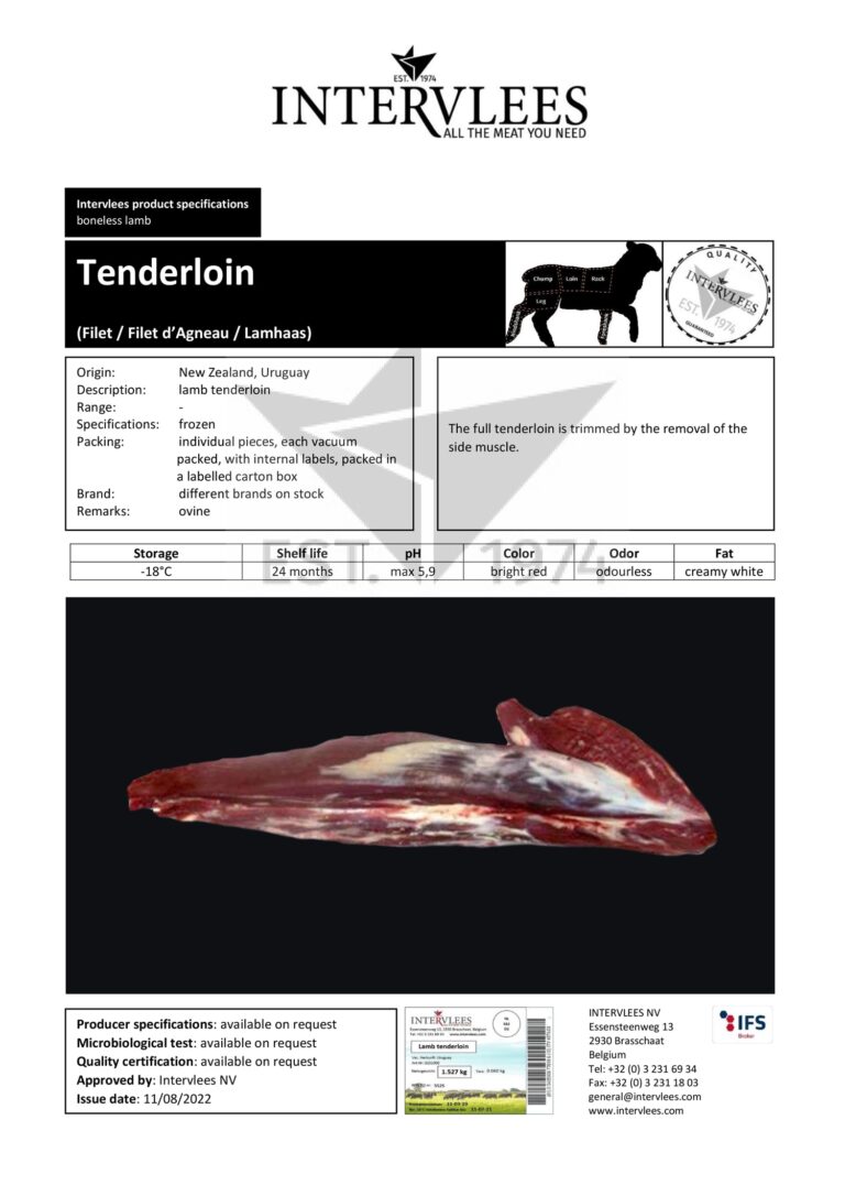 Lamb tenderloin specifications