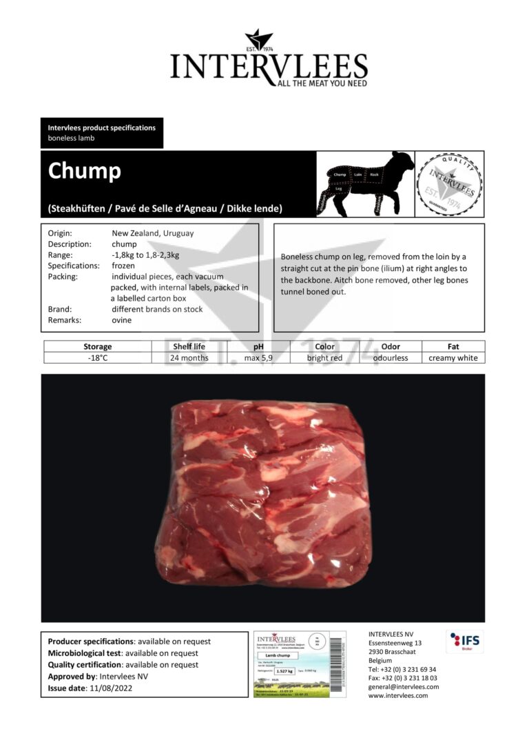 Lamb chump specifications
