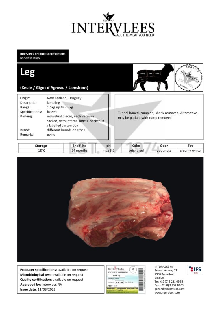 Lamb leg specifications