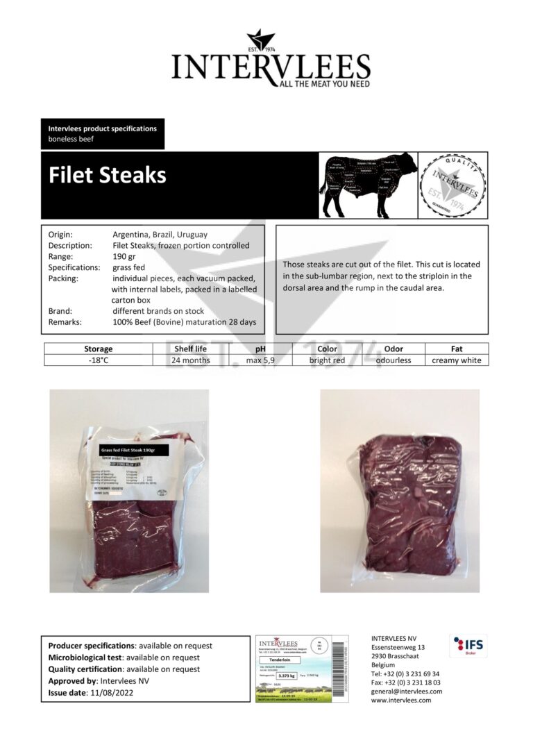 Filet Steaks specifications